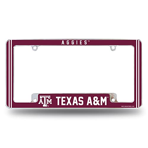 Rico Industries NCAA Texas A&M Aggies Alternate 12" x 6" Chrome All Over Automotive License Plate Frame for Car/Truck/SUV