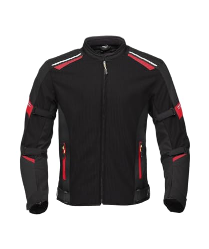 Image of SOLACE AIR-X V3.0 Men's Motorcycle Riding Jacket with CE Level 2 Armour, Black and Red, 700D PolyDura Mesh