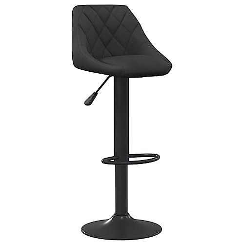 Tabourets de bar en velours noir réglables pivotants avec repose-pieds