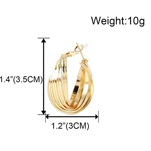 Image of Young & Forever Rakhi Friendship Day Gifts Special Chunky Gold Hoop Earrings for Women - 18k Gold Plated Twisted Hypoallergenic Lightweight Delicate Jewelry