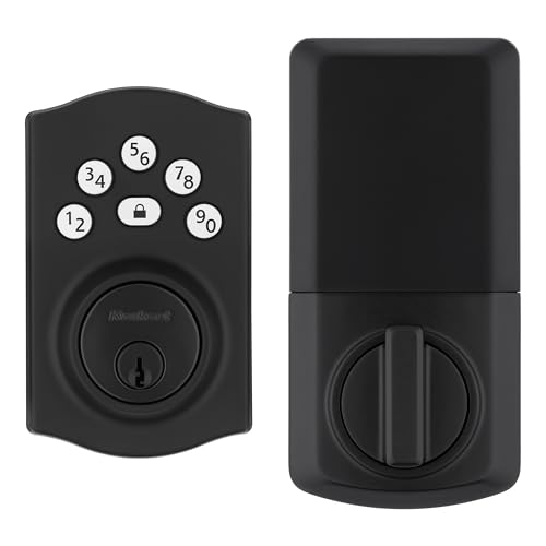 Kwikset Powerbolt 240 5-Button Keypad Matte Black Traditional Electronic Deadbolt Door Lock, Featuring Convenient Keyless Entry, Customizable User Codes and Auto-Locking