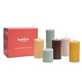 Bolsius Juego de regalo de velas rústicas, ambiente nórdico, caja de 6, largo tiempo de combustión, para el hogar, decoración de interiores, sin perfume