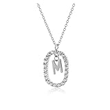 LNNSHX Collares Plata de Ley 925 Circón Blanco Dorado Letra MSCK Colgante Iniciales de Letra Collar de Cadena Larga para Boda de Mujer en 2021 (Tamaño: Oro B)