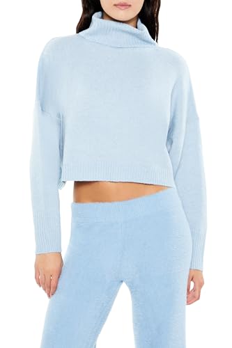 Forever 21 Damen Turtleneck Drop-Sleeve Sweater Pullover, Blau, X-Small