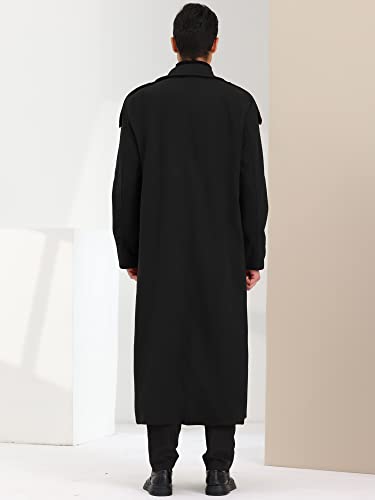 Image of Lars Amadeus Men's Winter Pea Coat Notch Lapel Double Breasted Solid Color Overcoat