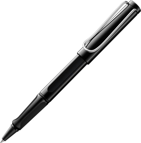 Lamy safari black   Bolígrafo roller con empuñadura ergonómica, ancho de trazo M   para una escritura larga y agradable   hecho de plástico robusto ASA   con recambio roller M 63 en negro