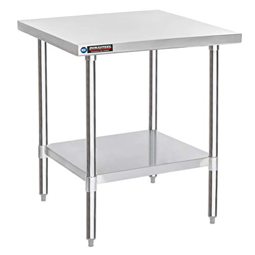 Image of DuraSteel 30x30 Stainless Steel Work Table - NSF Commercial Prep Metal Table - Outdoor Pizza Oven Stand w /Under Shelf - Kitchen Island Laundry Utility Garage Microwave Stand Large Rolling Storage Cart