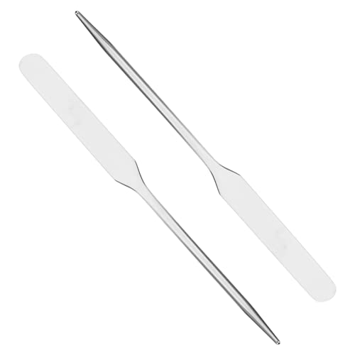 Healeved 2 Piezas Raspador De Palitos De Paleta Máscara De Labios Plato Mezclador De Esmalte De Uñas De Gel Latigazo Brocha De Maquillaje Cortadora De Abrecartas Equipo Dúo Acero Inoxidable