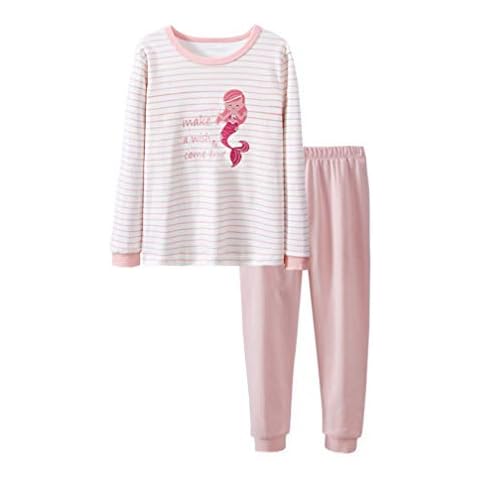 Girls' Mermaid Pyjama Sets Cotton Sleepwear Pjs Long Sleeve White 11-12 Years Cover