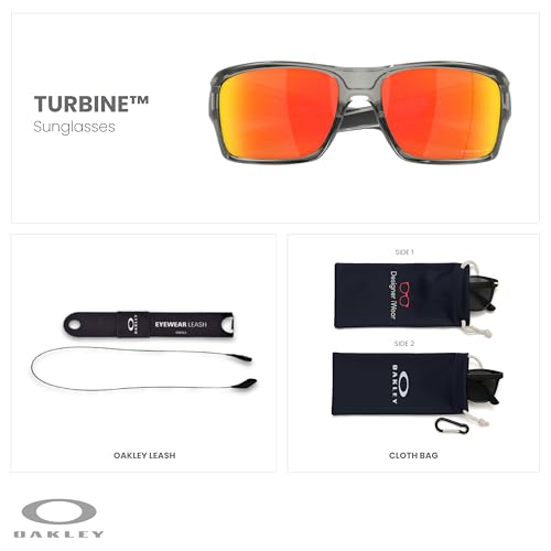 Oakley Turbine OO9263 Rectangular Sunglasses For Men+ Bundle Accessory Leash Kit, Microfiber Pouch2