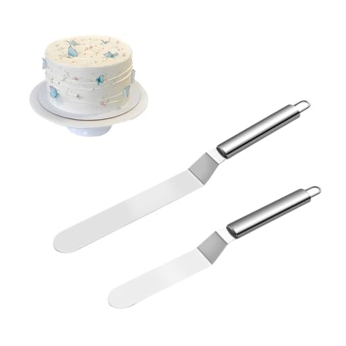 Shirene Espátulas,2 Piezas Espatula Cocina Acero Inoxidable,Espatulas Cocina,Espátula para Decoración de Pasteles Reposteria Utensilios para Glaseado de Pasteles,Magdalenas y Pasteles