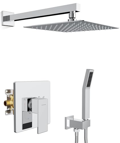 Image of SR SUN RISE Shower System 12-Inch Rainfall Shower Head Polished Chrome