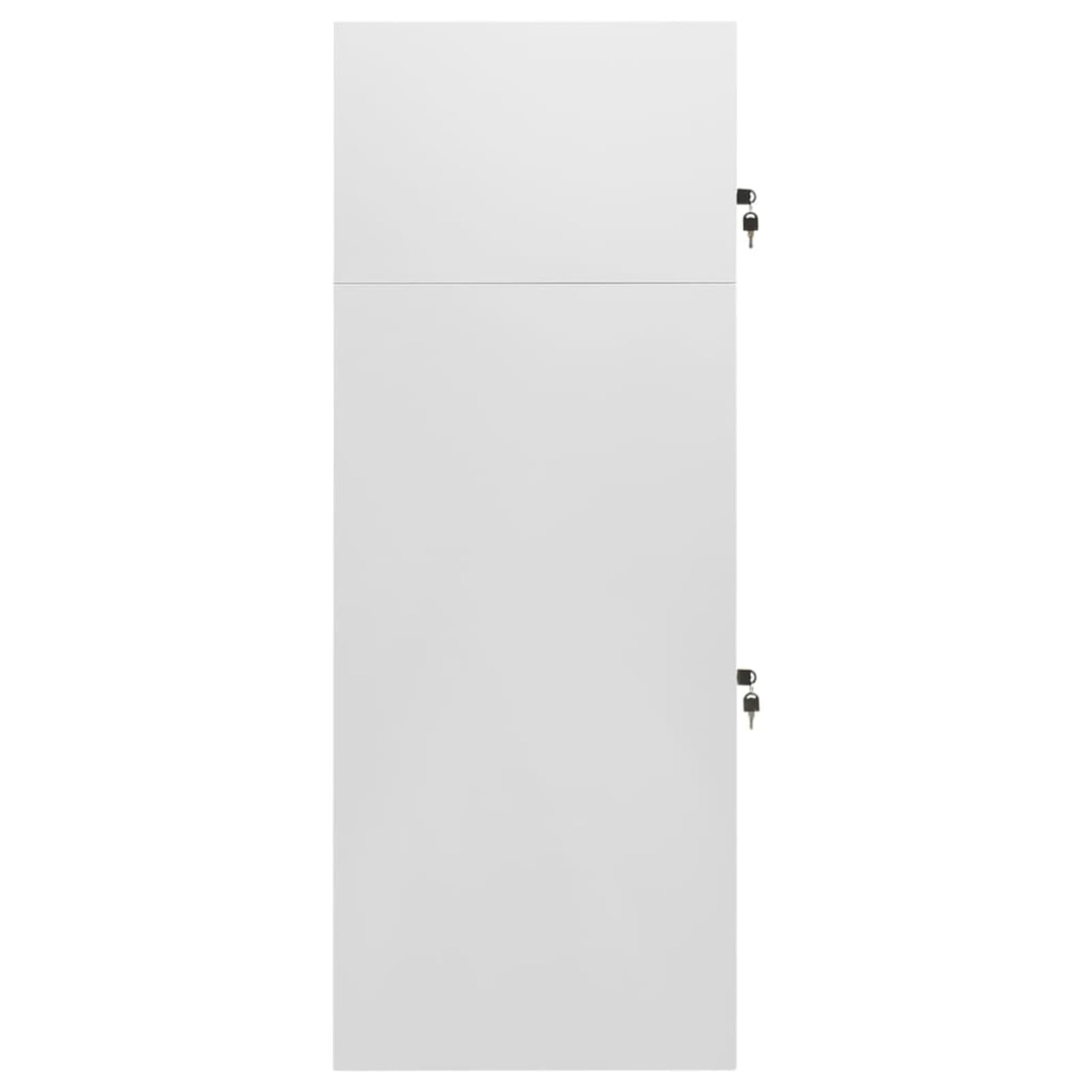 Gecheer Sattelschrank Stahl, 2 Fächer abschließbare Türen Sattelhalter Haken höhenverstellbar für Reitsportausrüstung Aufbewahrung Stall Sattelkammer 53x53x140 cm Hellgrau
