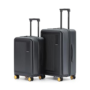 MOKOBARA Polycarbonate The Transit Speed_Wheel Luggage/Trolley Bag Poly-Carbonate Hard Sided 8 Silent Ninja Wheels (Crypto 2.0, Set Of 2),Black, 54 cm & 64 cm
