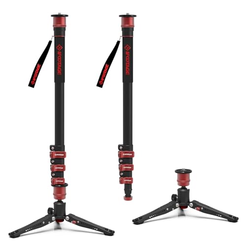 IFOOTAGE Cobra 3 Monopod A180F,Aluminum Alloy Monopod,Flip lock to Adjust Height,Automatically Switch From 1/4to3/8 Screws,Payload up to17.6lbs/8KG,Max. Height 70,87/180cm