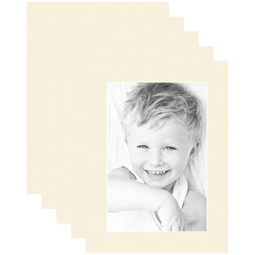8x12 Cream Linen/Ivory Custom Mat for Picture Frame with 4x8 Opening Size (Mat Only, Frame NOT Included) - 5 Pack