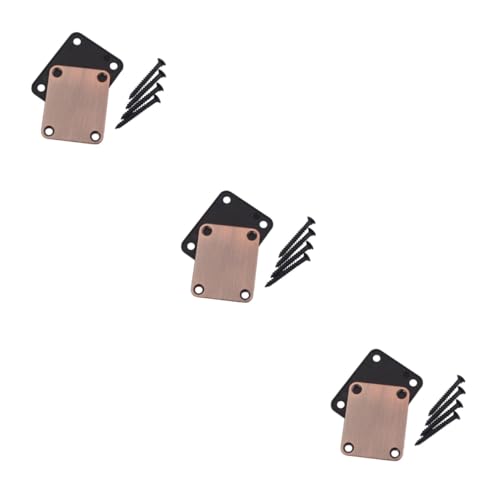 FAVOMOTO 3sets Bronze Guitar Screws Guitar Neck Plate Bass Neck Plate Easy Installation Kit 2pcs*3