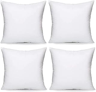 E4Emporium Cushion Inner Pads - Cushion Inserts 18 x 18 (45cm x 45cm) - Non Allergenic Pad Stuffer  Hollowfibre Square Bounce Back Cushion for Sofa, Bed, & Outdoor (Pack of 4)