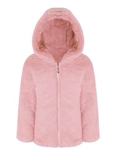 Linjinx Kids Girls Fur Fleece Zip Up Hooded Jacket Coat Winter Warm Cartoon Hoodie Sweater Outwear4