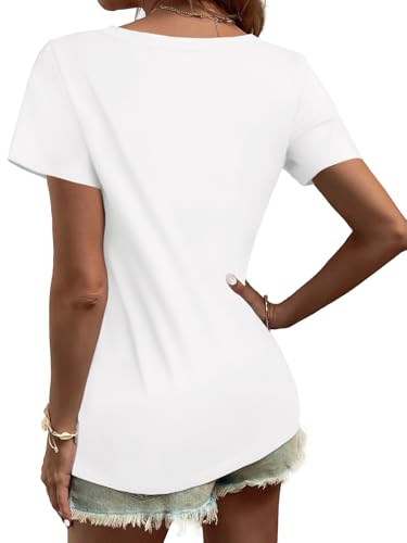 Elesomo Women Shirts V Neck Short/Long Sleeve Cotton Tops T-Shirt Basic Tees4