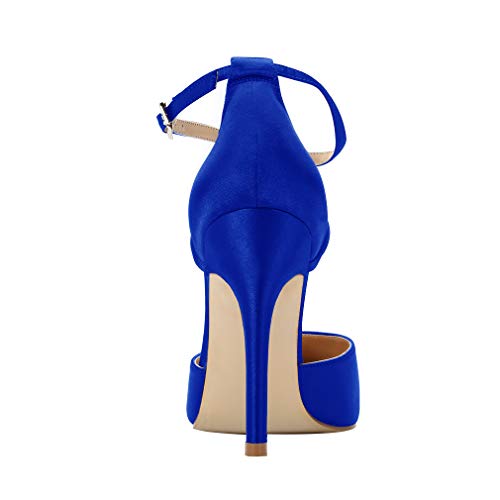 ERIJUNOR Women High Heel Ankle Strap Satin Dress Pumps Evening Prom Wedding Shoes - Image 4