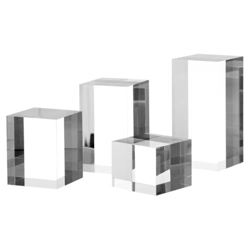 Sarini 4pcs Acrylic Display Stand Transparent Solid Acrylic Cosmetic Display Photography Base for Trade Shows Display Of Jewelry