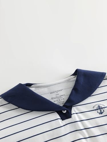 marc & janie Girls Cooling Short Sleeve T-Shirt Comfort Breathable Navy Stripe Crew Neck Tops 5506834