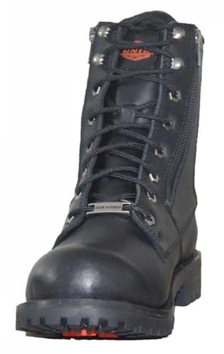 Men's Premium Leather Zipper Motorcycle Boots, Classic Black 10011-M3