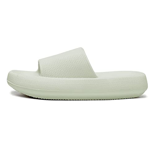 Photo 1 of Cloud Slides for Women and Men Shower Slippers Non-Slip Open Toe Quick Drying Bathroom Sandals Extremely Comfy Cushioned Thick Sole Indoor Outdoor Pillow Slides 11.5-12 Women/10.5-11 Men Light Khaki