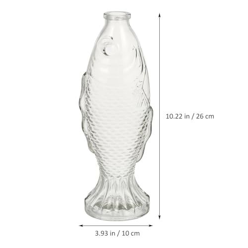 Botella de vidrio transparente con forma de pescado para decoración 3