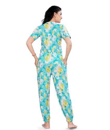 Image of VJ Fashion Women's Cotton Lycra Printed & Knitted Round Neck Night Wear Set of Top and Pazama