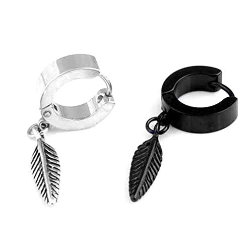 Brinco Walbest 1 peça punk masculino pena pingente de argola de aço inoxidável brinco de festa joia