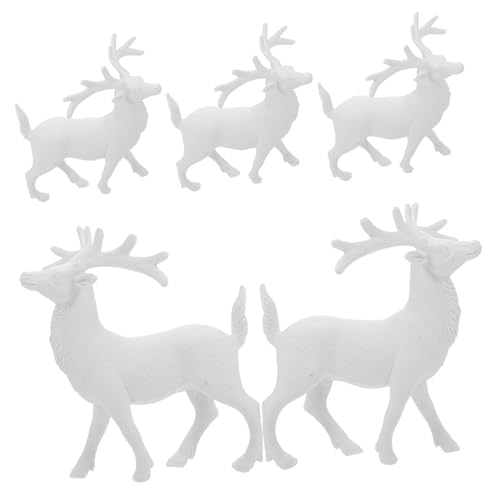 Amosfun Set De Décorations De Cerf Blanc Pur Noël Figurines Résistantes pour Décoration Intérieure Et Extérieure Accessoires Festifs pour Fête Et Maison
