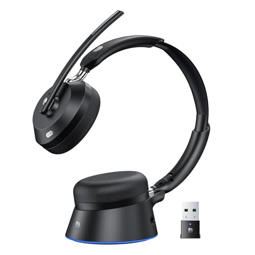 Wireless Headset with Mic for Work, Noise Cancelling Bluetooth Headset with Microphone for PC,...