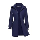 Picture of Rain Jacket For Women Waterproof Lightweight Striped Lined Womens Rainjackets With Hood Long Rain Coat Navy Blue L