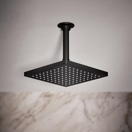 KOHLER K-26148-BL Honesty Square Rain Shower Head, 2.5 GPM, 8" Large Rain Shower Head, Wide Spray Coverage, Modern Design, Easy Installation, Matte Black by Kohler - Image 2