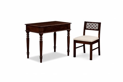 Image of Study Table with Chair for Students Study Desk Table Office Table for Work from Home Writing Office Desk Computer Desk (Dark Walnut)