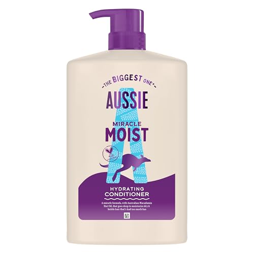 Aussie Miracle Moist Balsamo Idratante 1000ml, Formula Idratante per Rivitalizzare e Riparare Capelli Fragili e Secchi, Con Olio di Noci di Macadamia Australiane, Vegano e Cruelty-Free