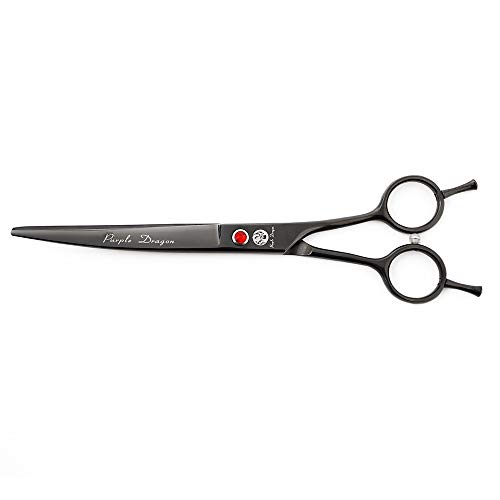 Image of Purple Dragon 7.0 inch Rhinestone Decoration 3PCS Pet Grooming Scissors Dog Hair Cutting & Thinning Shears Set (Bright Black)