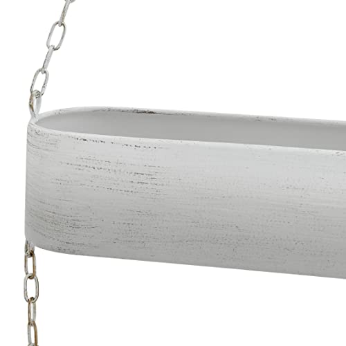 Danya B. Two-Tier Hanging White Metal Trough Wall Planter #TOP6