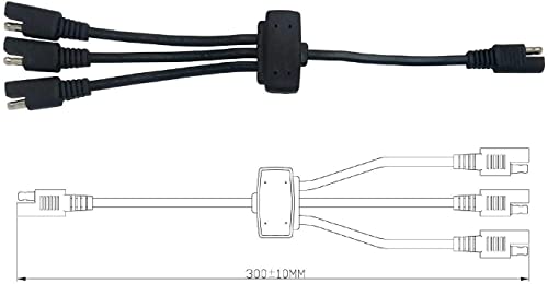 Sunway Solar Panel Combiner 3 to 1 Extension Wire With SAE Adapters Connector for Expanding Solar Battery Charger & Maintainer to One 12 Volt Battery