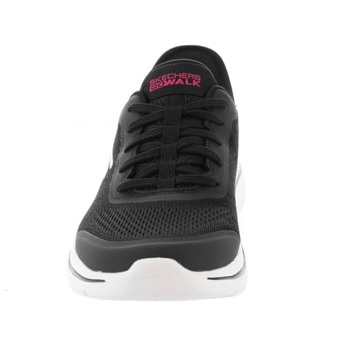 Skechers Women's Go Walk Arch Fit 2.0 Valencia Hands Free Slip-Ins Sneaker, Black/Hot Pink, 8