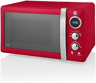 Swan Retro LED Digital Microwave Black, 20L, 800W, 5 Power Levels Including Defrost Setting, SM22030LBN