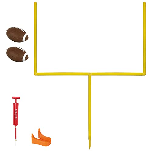 GoSports 8 ft PRO Kick Challenge Field Goal Post Set with 2 Footballs and Kicking Tee - Life Sized Backyard Field Goal for Kids & Adults by GoSports - Used condition - US$41.81