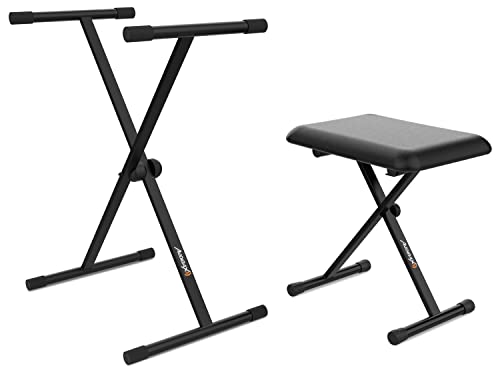 Audibax Onyx Pack V2 – Support de Clavier à Ciseaux avec Banc – Support de Clavier avec Réglage de l’Articulation à Rotule – Banc de Clavier avec 3 Niveaux de Réglage – Matériau Robuste et Solide - Les Beatles, Paul McCartney, John Lennon, RIngo Starr, George Harrison Audibax Onyx Pack V2 - Support de Clavier à Ciseaux avec Banc - Support de Clavier avec Réglage de l'Articulation à Rotule - Banc de Clavier avec 3 Niveaux de Réglage - Matériau Robuste et Solide