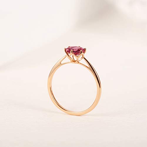 AGVANA 14K Solid Rose Gold 0.85Ct Genuine Pink Tourmaline Promise Engagement Ring for Women October Birthstone Fine Jewelry Anniversary Birthday Gifts for Women Mom Wife Lover, Size 5-82