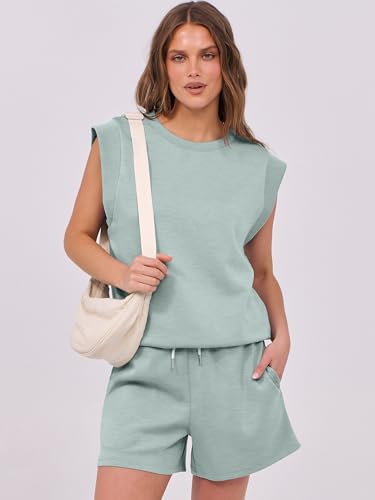 Image of ANRABESS Two Piece Sets for Women 2026 Summer Short Lounge Set Casual Beach Vacation Outfits Spring Sweatsuits Tracksuit