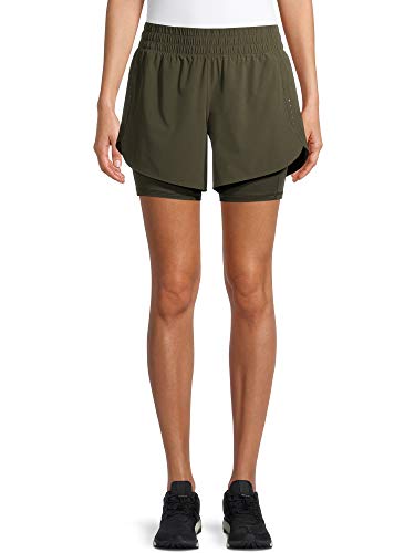 Avia Women's Core Running Performance Shorts with Compression Liner (Smoky Olive Green, X-Large (XL, 16-18))