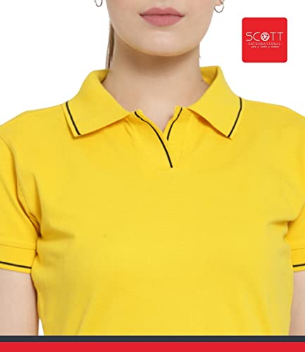 Image of Scott International Women's Regular Fit 100% Pure Organic Cotton Polo T-Shirt | Womens Polo Collar Neck T-Shirt | Cotton Plain Polo Neck Half Sleeve T-Shirt | Tshirts for Women