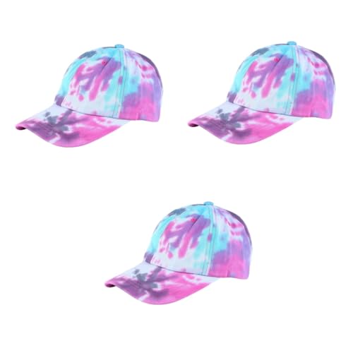 Casquette de baseball en coton tie-dye bleu avec visière soleil réglable BESPORTBLE